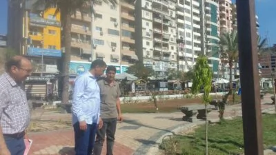متابعة-ميدانية-لتطوير-الحدائق-العامة-وإصلاح-خط-مياه-رئيسي-بالمنصورة