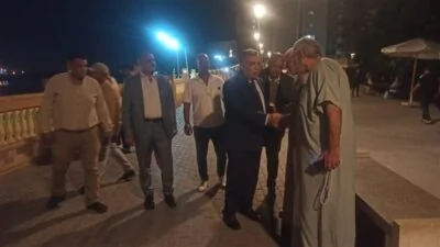 محافظ الدقهلية يتابع ممشى المنصورة ليلا ويشدد على استمرار أعمال النظافة والصيانة